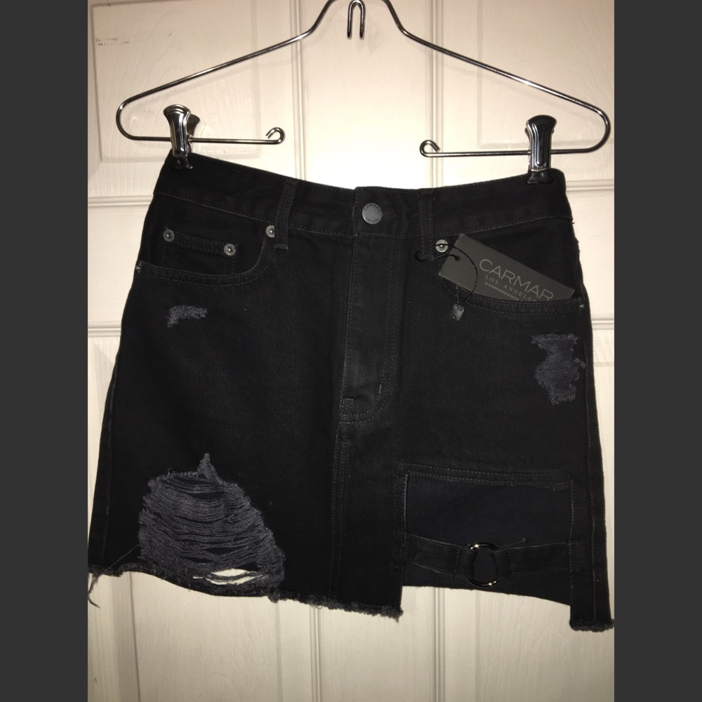 Black denim skirt